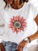 European And American Cross-border Foreign Trade Women's Floral Plant Print Round-neck Short-sleeve T-shirt Top_ecoleips.com
