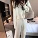 Lazy Sweater Set Women's Fall & Winter Hooded High-Waisted Knitted Jacket Slit Casual Wear Two-Piece Set_ecoleips.com