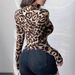 Women's Slim Fit Faux Leather Bomber Jacket Zip-Up Leopard Print Long Sleeve Cropped Style Available in Brown And Coffee S-XL_ecoleips.com