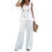 Voya Women's Fashion Casual Suit Vest Top Wide Leg Pants Vacation Home Two-piece Set_ecoleips.com
