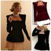 Elegant Velvet Pleated Dress Square Neckline Long Sleeved Unique Style For Autumn/Winter Women's Clothing_ecoleips.com