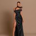 Women's Clothing One Shoulder Dress Slit Dress Women Celebrity Style Temperament Women's Sexy Slit Long Dress_ecoleips.com