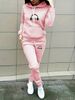 Women's Fleece Lined Thickened Sweatshirt Pants Set Headset Wave Print European American Cross Border Style_ecoleips.com