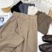 Women's High-Waisted Dress Pants, Straight Leg Trousers With Flowy Drape, Casual Office Pants For Comfort_ecoleips.com