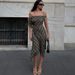 Summer Women's Slim Fit Elegant Off Shoulder Dress Asymmetrical Plaid Print Sexy Waist Cinching_ecoleips.com