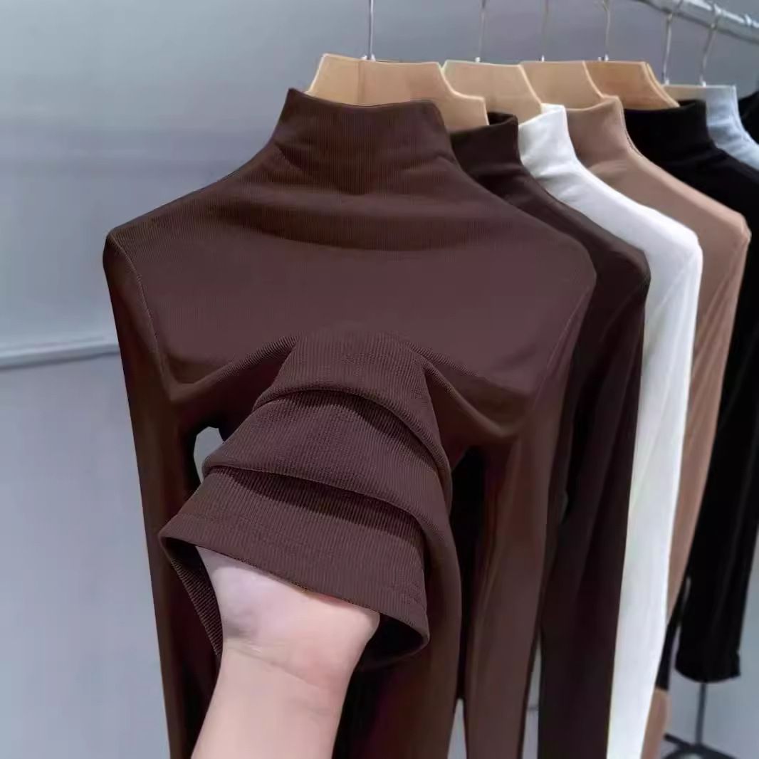 Threading De-Rong 1*1 Half-High-Necked De-Rong Base Layer Shirt A Women's Innerwear Suitable For Autumn And Winter, De_ecoleips.com