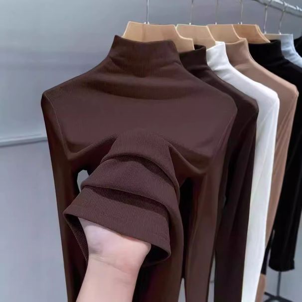 Threading De-Rong 1*1 Half-High-Necked De-Rong Base Layer Shirt A Women's Innerwear Suitable For Autumn And Winter, De_ecoleips.com