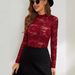 Spring 2026 Fashionable Versatile Lace Long Sleeve T-Shirt With Hollow Design For A Slimming Look_ecoleips.com