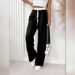 AC174 Hot Girl Autumn Drawtring Color Block Vintage Street Straight Sweatpant Looe Caual Wide-Leg Slimming Long_ecoleips.com