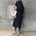Modest Abaya Dress Women's Korean Patchwork Long Sleeve Shirt Cotton OL Style Straight Cut Trench Coat For Spring_ecoleips.com