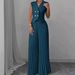 Women's New Temperament Commuter Sleeveless Pleated Wide-leg Pants Set_ecoleips.com