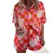 Women's Summer Vacation Style Printed Shirt & Shorts Set - Floral Geometric Pattern Short Sleeve Outfit_ecoleips.com