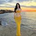 Women's Clothing New Thailand Beautiful Yellow Split Three Piece Sexy Long Skirt Island Holiday Style_ecoleips.com