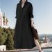 Women's Clothing Color Long Sleeved Cardigan Shirt Casual Loose Irregular Slit Cotton And Linen Long Skirt_ecoleips.com