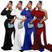 Verve K10374 Fashion Women's Long Skirt Asymmetric Neck Patch Dress_ecoleips.com