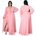 new fashion and sexy V-neck solid color large size dress for women with slit skirt design_ecoleips.com