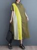 2026 Summer New Patchwork Contrast Color Shirt Dresses For Women Short Sleeve Loose Casual Long Dress Fashion Elegant Clothing_ecoleips.com