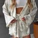 Printed Long Sleeve Nightgown Shorts Ice Silk Comfortable Skin-Friendly Pajamas Two-Piece Set European And American_ecoleips.com