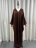 Women's Clothing Abaya Open Front Satin Robe Coat For Women European Fashion Muslim Clothing Spring Modest Abaya Dress_ecoleips.com