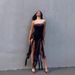 Women's Sexy Strapless Mesh Patchwork Dress See through Hot Girl Jellyfish Fringe Summer American European Style Clothing_ecoleips.com
