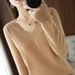 K New Women's Knitted Sweater With V-neck Long Sleeves Pullover Top Plain Color Loose Base Layer Slimming Wearable Outside. No Accessories_ecoleips.com