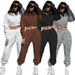 women's clothing two piece set f d hooded sweatshirt and high waisted slimming wide leg pants casual sportswear_ecoleips.com
