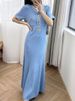 Women's Clothing Early Spring French Elegant Flared Skirt Round Neck Slim Long Knitted Dress_ecoleips.com