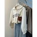 Women's Autumn Thin Loose Slimming Short Waist-Cinching Sweatshirt With Half-Zip Polo Collar And Printed Design For_ecoleips.com