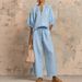 2026 Summer New European And American Women's Fashion Casual Loose Solid Color Zipper Round Neck Wide-Leg_ecoleips.com