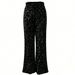 European And American Cross-Border Sequin Fashion Drawstring Slimming New Elastic Straight Export Pants Women's Clothing_ecoleips.com