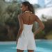 Summer Women's Strapless Backless Jumpsuit High Waisted Shorts Solid Color European American Style New Clothing_ecoleips.com