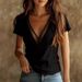 2026 European And American Cross Border Summer Sexy Mature Woman Mesh Splicing V Neck Slim Short Sleeved Knit Top For Women_ecoleips.com