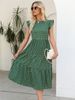 Summer Elegant Women's O Neck Sleeveless Midi High Waist Polka Dot A Line Chic Long Dress For Fashion_ecoleips.com