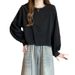 European American Style Simple Solid Color Round Neck Long Sleeve Sweatshirt For Women, Thin, Spring And Autumn Wear,_ecoleips.com