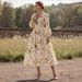 Retro Casual Women's V Neck Long Sleeve Dress Printed Thin Lanon Fabric For Summer Fashionable England Style_ecoleips.com