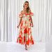 2025 Spring Summer New European And American Style Elegant Slim Fit Printed Puff Sleeve High-end Dress For Women_ecoleips.com