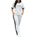 Women's Heart Print Crew Neck Short Sleeve T-Shirt And Casual Pants Set Summer New Arrival 8002 Print_ecoleips.com