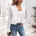 Autumn/Winter Elegant Women's Lace Patchwork Hollowed Out Textured Fabric Casual Baseball Jacket_ecoleips.com