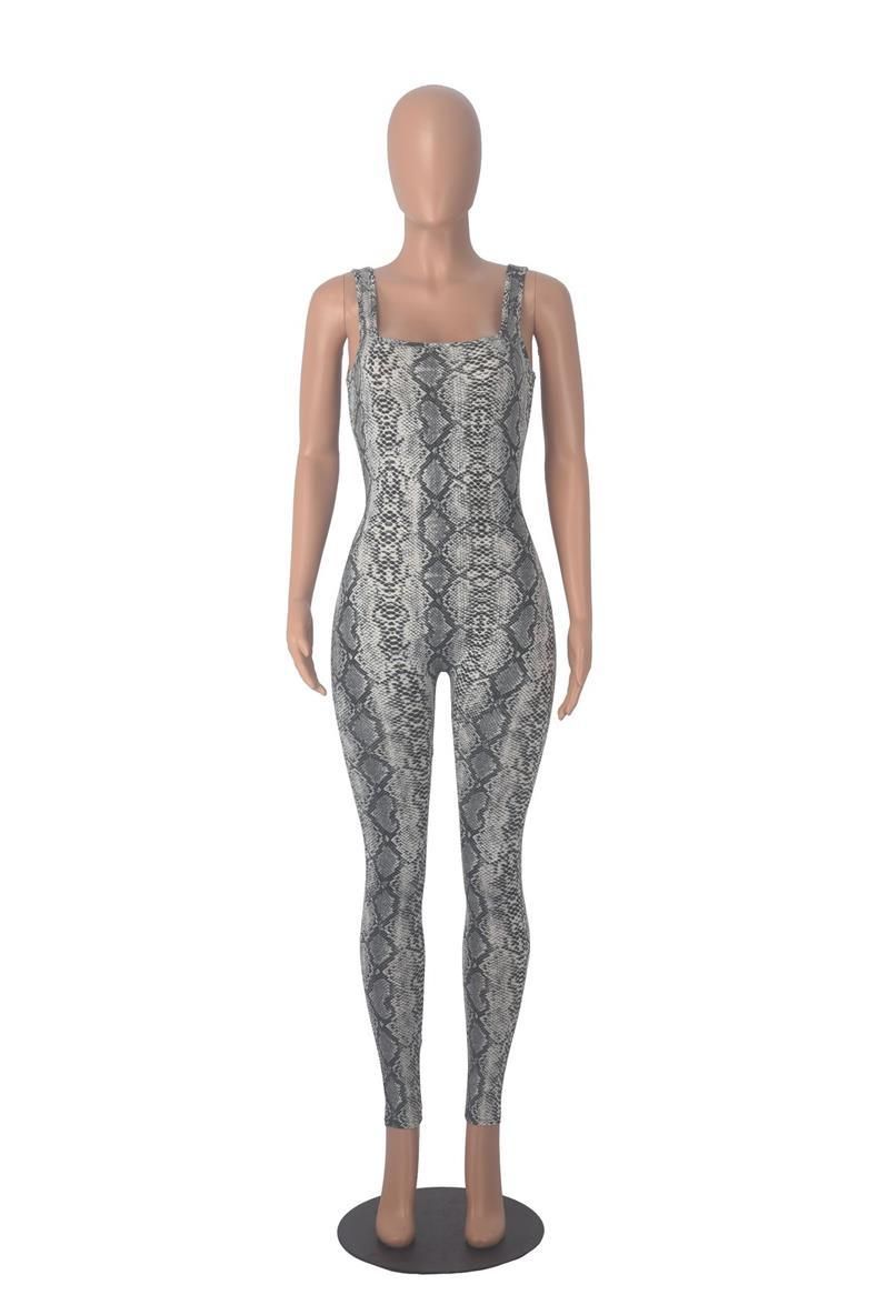 K Women's Printed Sleeveless Vest Jumpsuit With Threaded Square Collar, Exposed Back, Hip Lifting, Slim Fit Sports Jumpsuit_ecoleips.com