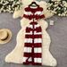 Women's Knitted Striped Bodycon Dress – V-Neck Slit Hem With Fringe Detail (One Size, Polyester-Spandex Blend, Sexy Elegant Style)_ecoleips.com