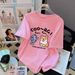 Women's Oversized Short Sleeve T-Shirt With Cute Cartoon Print - Loose Fit Casual Cotton Top For Summer_ecoleips.com