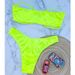 Glossy Satin Strapless Bandeau Bikini Set Front Metal Buckle High Cut Two Piece Beach Swimsuit_ecoleips.com