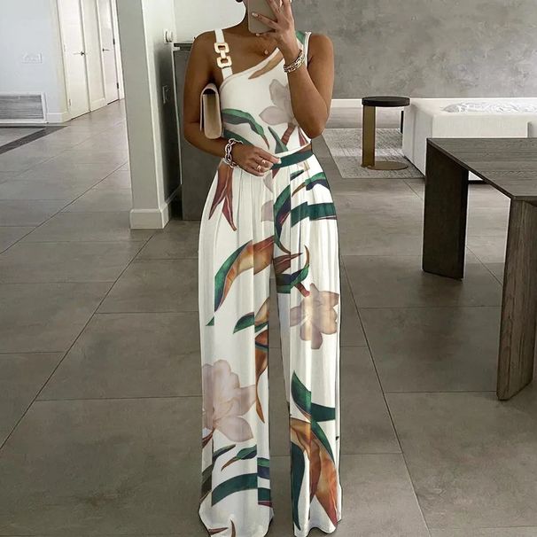 Jumpsuits Women New Summer Fashion Off Shoulder Floral Printed Short Sleeve V Neck High-waisted Women Rompers Clothing GHH9105_ecoleips.com