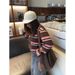 Autumn Brown Striped Polo Shirt Loose Long Sleeve T-Shirt Design Sense Temperament Casual Commuting_ecoleips.com