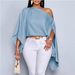 Women's Casual Off-Shoulder Blouse Elegant Solid Color Loose Batwing Sleeve Top For Office Lady Street Fashion_ecoleips.com