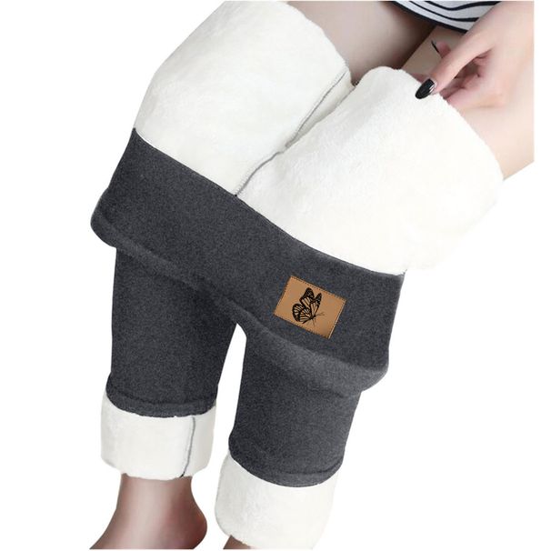 Women's Clothing Ultra-Thick Fleece-Lined Leggings Winter Thermal Tights High Waist Stretchy Skinny Pants With Cute Prints (Black/Grey)_ecoleips.com