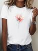 European And American Cross-border Foreign Trade Women's Clothing, Watercolor Floral Print Round-neck Short-sleeve_ecoleips.com