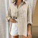 Women's Clothing Striped Shirt Women New Temperament Versatile Long Sleeved Shirt Cardigan Loose_ecoleips.com