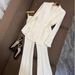 Women's Clothing Fashionable Button Cloth Button Midi Suit Plus Flared Pants Set Two Piece Set_ecoleips.com