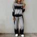 Women's Long Sleeve round Neck Top Slit Design Casual Solid Color Autumn Winter Hot Selling Suit_ecoleips.com